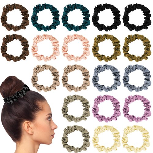 20pcs Satin Scrunchies Colourful Silk Scrunchies for Women Satin Hair Tie Mini Silk Hair Ties, Sm...