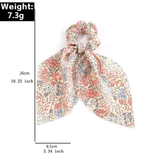 3 Pcs Flower Hair Scarf Scrunchies Chiffon Elastic Band Long Tails Scrunchy With Bows Hair Ties for Girl