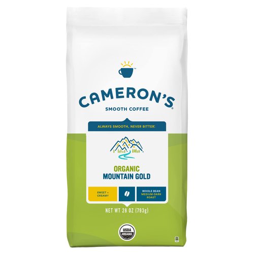 Cameron's Coffee Organic Mountain Gold Whole Bean Coffee, Medium-Dark Roast, 100% Arabica, 28-Ounce Bag, (Pack of 1)