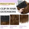 NAYOO 4PCS Clip in Hair Extensions Long Wavy Curly Synthetic Thick Hairpieces Medium Brown for Women with Fiber Double Weft Hair Full Head（16 Inch, Medium Brown）