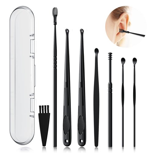 Ear Wax Removal Tool, 8 Pcs Ear Pick Ear wax Removal Kit, Ear Cleansing Tool Set, Earwax Removal with a Cleaning Brush and Storage Box