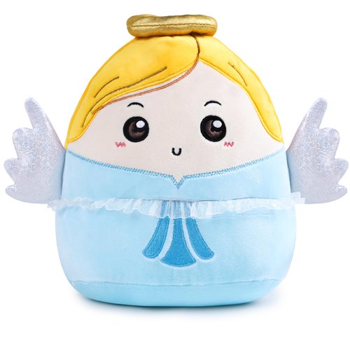 SEAOPOP Soft Angel Stuffed Animals: 8-Inch Cuddly Angel Plush Toys with Glitter Wings and Halo Stuffed Doll Plushie Pillow, Christian Gifts for Baby Kids and Girls, Baptism Brithday Christmas