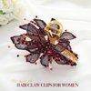 BARTOSI Flower Hair Claw Clips Gold Handmade Copper Wire Floral Hair Clip Rhinestone Beaded Claw Clips Thick Hair Hair Accessories for Women