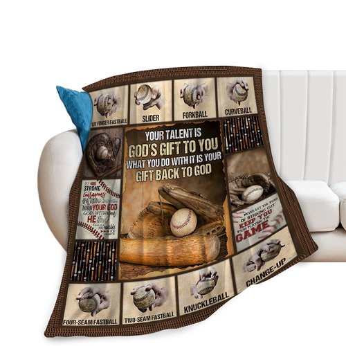 Baseball Blanket Cozy Plush Flannel Fleece Sports Throw Blanket for Boys Girls Kids Ultra Soft Lightweight Fuzzy Blankets Gifts for Bed Couch Sofa 50"x40"