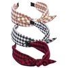 Qiabao Womens Vintage Plaid Headbands Headwraps Hair Band with Bow Pack of 3