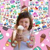 100 PCS Ice Cream Birthday Party Decorations Favors Supplies Temporary Tattoos Decor Ice Cream Truck Sweets Dessert Bar Stickers For Girls Boys Classroom School Prizes Reward