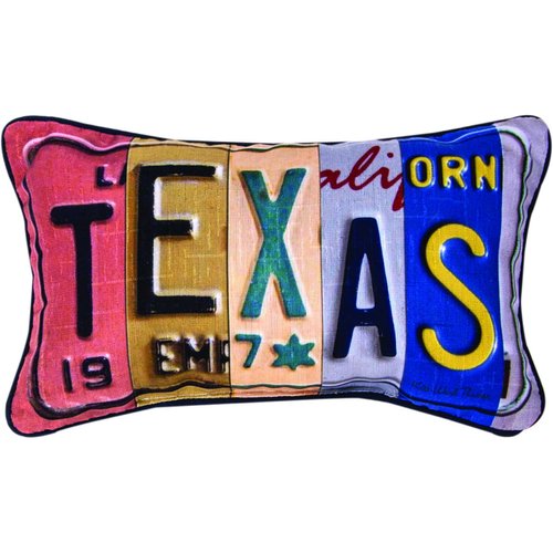 Manual Woodworkers & Weavers Vanity Plates Throw Pillow, Texas, 14.5 x 9