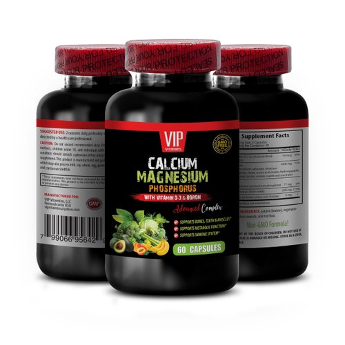 Bone and Joint Vitamins - Calcium Magnesium Phosphorus, with Vitamin D-3 and Boron Advanced Complex - Phosphorus Magnesium, Calcium Magnesium Supplement, Calcium Magnesium Potassium 1 Bot 60 Capsules