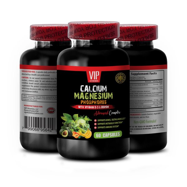 Bone and Joint Vitamins - Calcium Magnesium Phosphorus, with Vitamin D-3 and Boron Advanced Complex - Phosphorus Magnesium, Calcium Magnesium Supplement, Calcium Magnesium Potassium 1 Bot 60 Capsules