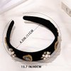 Sinalty Baroque Wide Headbands Black Velvet Crystal Hairband Vintage Hair Band Custome Hair Accessories for Women