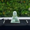 Gralara Little Monk Figurine, Solar Dancing Toys Shaking Head Dolls, Buddha Monks Statue Car Ornament, Bobble Head Toy for Home Office Desk Decor, Green, S
