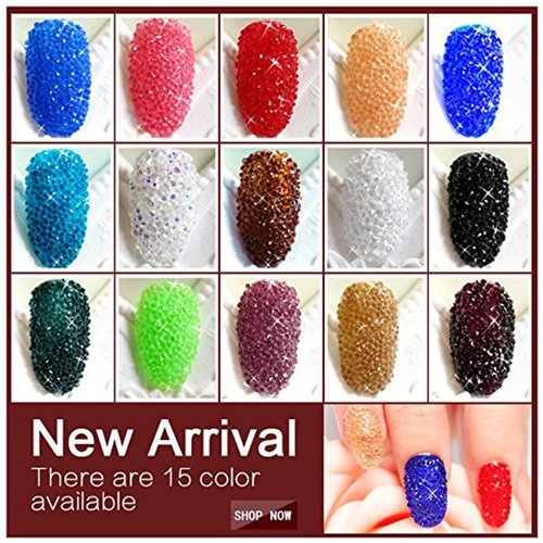 Minejin Nail Art Mini Rhinestones Micro Crystals Sharp Bead Phone Mini Gems DIY Art Decoration Need Glue 1400Pcs (Blue)