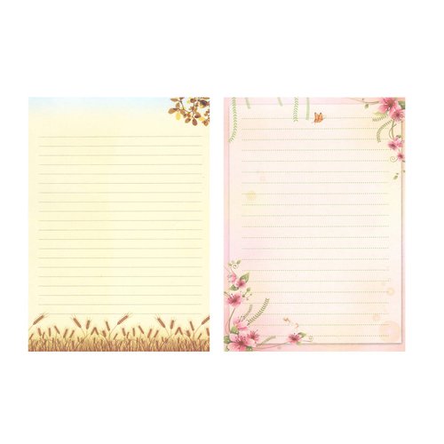 IMagicoo 50 Cute Design Writing Stationery Lined Paper Letter Set, 2 Different Style (Style-1)