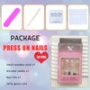 White French Tip Press on Nails Medium Long Fake Nails 3D Bow Pearls Flower Charm Glue on Nails Square Acrylic Nails Press ons Full Cover False Nails Glossy Stick on Nails for Women 24 Pcs