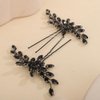Rumtock 2pcs Black Crystal Beads Hair Pins Wedding Bridal Hair Piece Handmade Sparkle Hair Jewelry for Special Occasion (Black)