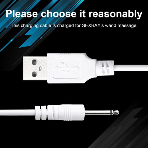 SEXBAY Original Replacement DC Charging Cable USB Cord for Rechargeable Wand Massagers Charger, 17mm Replacement DC Charging Cable