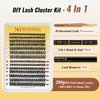 Mayhug DIY Lash Extensions Kit Individual Lashes Kit Lashes Wispy Natural 280pcs DIY Lash Extension Kit Wispy Lashes D Curl 8-15Mix Lash Clusters with Bond Seal Remover Tweezers(30D+40D Kit-4Pack)