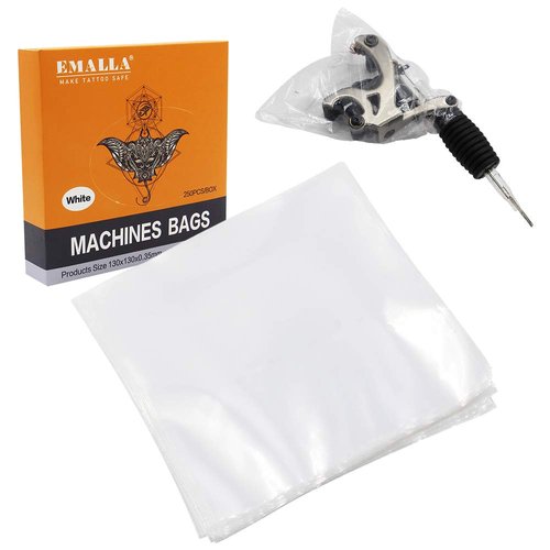 Autdor Tattoo Machine Covers - 250PCS Disposable Tattoo Machine Sleeves White Tattoo Machine Bags Plastic Sleeve for Tattoo Supplies, Tattoo Kits