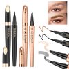 4Pcs Waterproof Eyebrow Pencil & Liquid Eyeliner Pencil, 4 Point Eye Brow Pencils for Women Microblading Pencil for Eyebrows Brown Black Eye Liner Pencils Long-Lasting Eye Liners for Women Waterproof