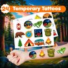 INKSOMOBA 36PCS Camping Party Favors 24 Tattoos Sticker 12 Stamp Set - Ideal Themed Birthday Card Decorations Supplies Goodie Bag Cute Rewards for Girls Classroom Gifts Baby Shower Prizes