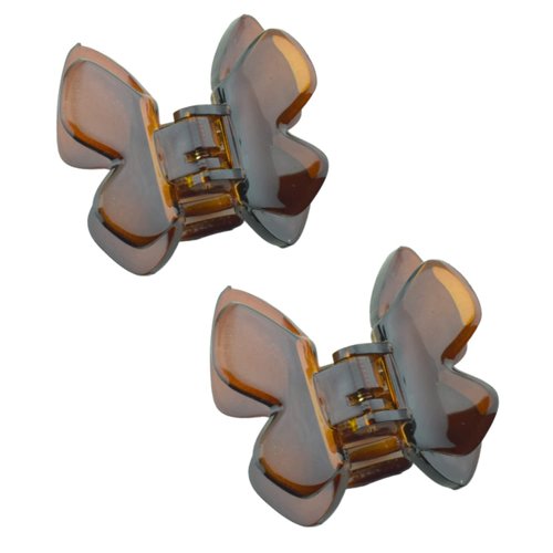 Parcelona French Butterfly Small 1 3/4" Celluloid No Slip Grip Covered Spring Jaw Hair Claw Durable Styling Hair Accessories Women Strong Hold Girls Hair Claw Clips, Made in France (Tortoise Shell)
