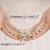 JWICOS Gold Pearl Tiara Crown for Women Crystal Headband Headpiece Princesss Crown Tiara for Brides Bridal Wedding Tiara for Prom Pageant Gift (Gold)