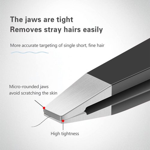 Tweezers Set, High Precision Stainless Steel Eyebrow Tweezers for Facial Hair, Inward Growing Hair and Splinter Remover Kit, Suitable for Women and Men, 4-Piece Set. (Black)