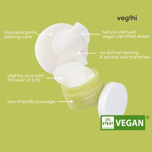 Vegihi Vegan Reset Cleansing Oil Pad (70 Sheets) - All-in-one Cleanser Nature-derived Vegan Certified Pads for Face - Oil Pad for Sensitive Skin Face Wash without Residue - Korean Makeup Remover