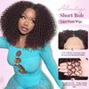 WIGER 15 inch Short Bob Lace Front Wigs Middle Part Wigs Curly T Part Wigs Ombre Afro Kinky Curly Wigs Synthetic Curly Wig For Black Women(1B/99J)