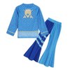 WonderBabe Girls Chloe Descendants Costume Kids Halloween Costumes Blue Chloe Cosplay Cartoon Movie Flare Pants with Wig Clothes size 7-8