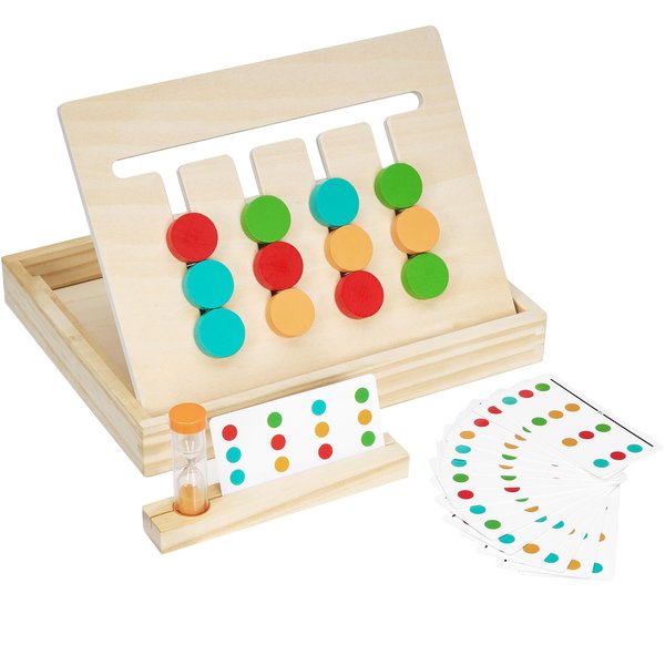 MORITECK Montessori Slide Puzzle Color & Shape Matching Learning Toys, Logic Game Preschool Educational Wooden Toys for Kids Boys Girls Age 3 4 5 Years Old Travel Toys Birthday Gift