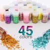 Chunky and Fine Glitter Mix, Estanoite 45 Holographic Chunky Sequins & Fine Powder Mix, Iridescent Glitter Flakes, Cosmetic Makeup Glitter for Face Body Eye Nail Art, Loose Glitter for Resin Epoxy