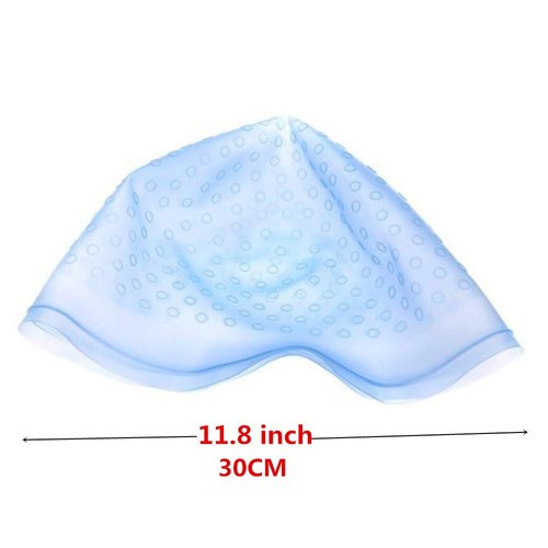Highlighting Silicone Cap with Hook, Hair Dye Hat Reusable Hair Coloring Frosting Tipping Cap with Metal Needle for Beauty Salon Home (Blue)