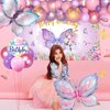 138PCS Butterfly Birthday Decorations for Girls, Butterfly Party Supplies Include Balloon Arch Butterfly Backdrop Foil Balloon 3D Butterfly Wall Decors Tablecloth Cake Topper Tassle