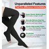 Thigh High Compression Stockings, Open Toe, Pair, Firm Support 20-30mmHg Gradient Compression Socks with Silicone Band, Unisex, Opaque, Best for Spider & Varicose Veins, Edema, Swelling, Black M