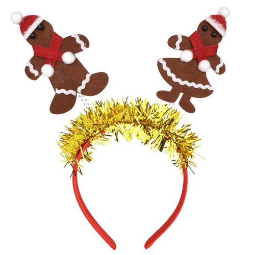 Needzo Gingerbread Man Bopper Headband, Festive Holiday Hair Band, Accessory for Photoshoots, Parties and More, One Size Fits Most, 9.75 Inches