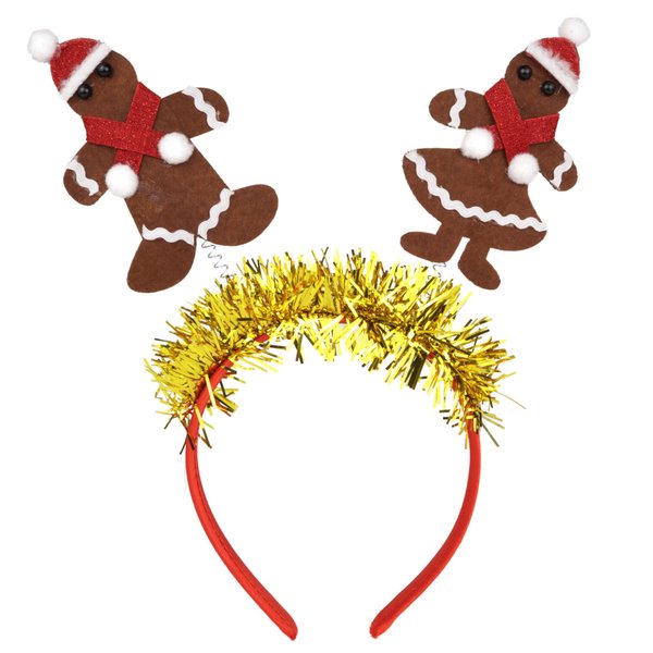 Needzo Gingerbread Man Bopper Headband, Festive Holiday Hair Band, Accessory for Photoshoots, Parties and More, One Size Fits Most, 9.75 Inches