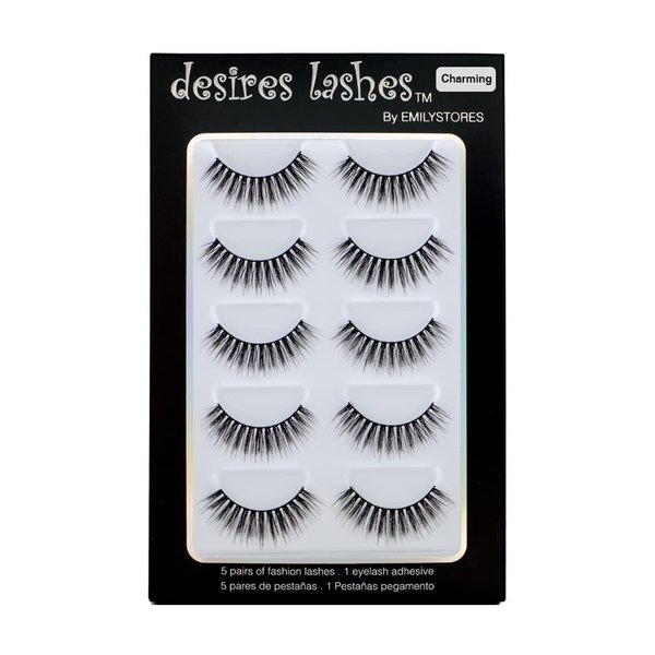 EMILYSTORES 5Pairs Multipack False Eyelashes Natural Fluffy Fake Eye Lashes Thick Wispy 3D Faux-Mink Eyelashes, Charming