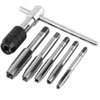 Mesee 6 Pcs Tap Wrench Tool Set, Adjustable T-Handle Ratchet Tap Holder Wrench Machine Screw Thread Metric Plug T-Taps with M3 M4 M5 M6 M8 Taps for Metal/Aluminum/Plastic/Wood