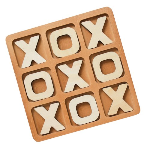 Tic Tac Toe Game, Versatile Boho Natural Wood Tic Tac Toe Board for Classic Two Person Games, 8.63 Inches Tic Tac Toe Coffee Table Decor, Two Ways to Play