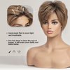 EMMOR HD Lace Front Wig, Pixie Cut Wig Human Hair Wigs with Bangs Natural Short Wig Layered Wavy Different Style Short Wigs for White Women - Ombre Ash Blonde