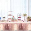 OULUN 2Pcs Pink Rose Gold Birthday Party Tablecloth, 42''x71'' Rose Gold Glitter Birthday Theme Table Cover for Girls Silver Birthday Party Supplies