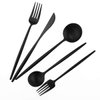 Matte Balck Silverware Set,Gugrida 5-Piece 18/10 Stainless Steel Satin Finish Flatware Set,Kitchen Utensil Set,Tableware Travel Cutlery Set for Camping Office or School Lunch, Dishwasher Safe