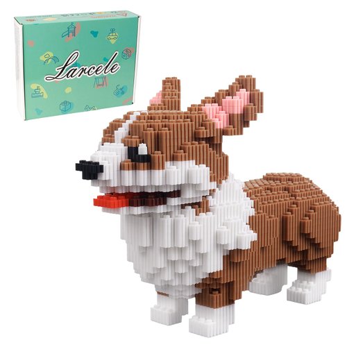 Larcele Micro Dog Building Blocks Set Pet Mini Building Toy Bricks Kit,3274 Pieces KLJM-02 (Big Corgi)