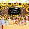 Sunflower Happy Birthday Party Decorations Rustic Wood Photography Butterfly Sunflower backdrop Banner Background for Indoor Outdoor Birthday Party Baby Shower Decor Supplies