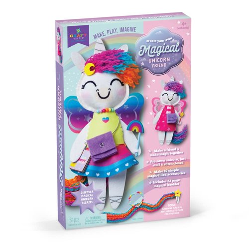 Craft-tastic —Make a Unicorn Friend Craft Kit — Learn to Make Easy-to-Sew Stuffie with Clothes & Accessories — Ages 4+