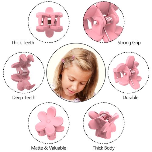 ADRIONE Mini Hair Clips Pack of 100 - Colorful Tiny Flower Hair Clips for Baby Toddler Girls Women, Strong Grip for Fine Hair Bangs