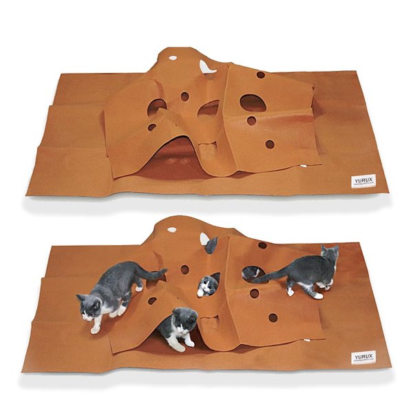 YURUX Pet Playing Mat,cat Activity mat, cat Toy Cat Dog Breathable Activity Interactive Pad Bite Resistant Pad Pet Rug Training Mat， Foldable cat Tunnel nest