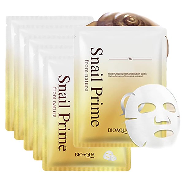 BIOAQUA Snail Prime Mask Essence Moisturizing Replenishment Face Mask Repair Facial Skin Tender Hydration 30g (6 Pack)