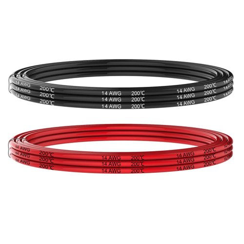 Electrical Wire 14 AWG 14 Gauge Silicone Wire Hook Up Wire Cable 20 Feet [10 ft Black and 10 ft Red] Soft and Flexible 400 Strands 0.08 mm of Tinned Copper Wire High Temperature Resistance (14AWG)